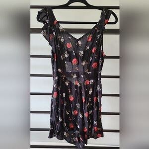 AMERICAN EAGLE EUC Floral Black Sleeveless Romper Small